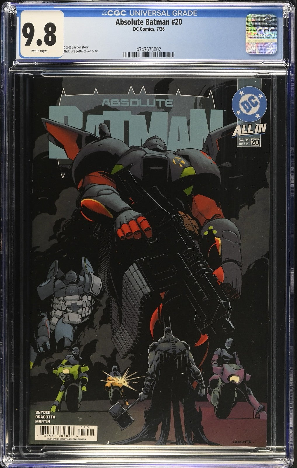 Absolute Batman #20 CGC 9.8 1st Print Cover A Nick Dragotta Robin DC 2026