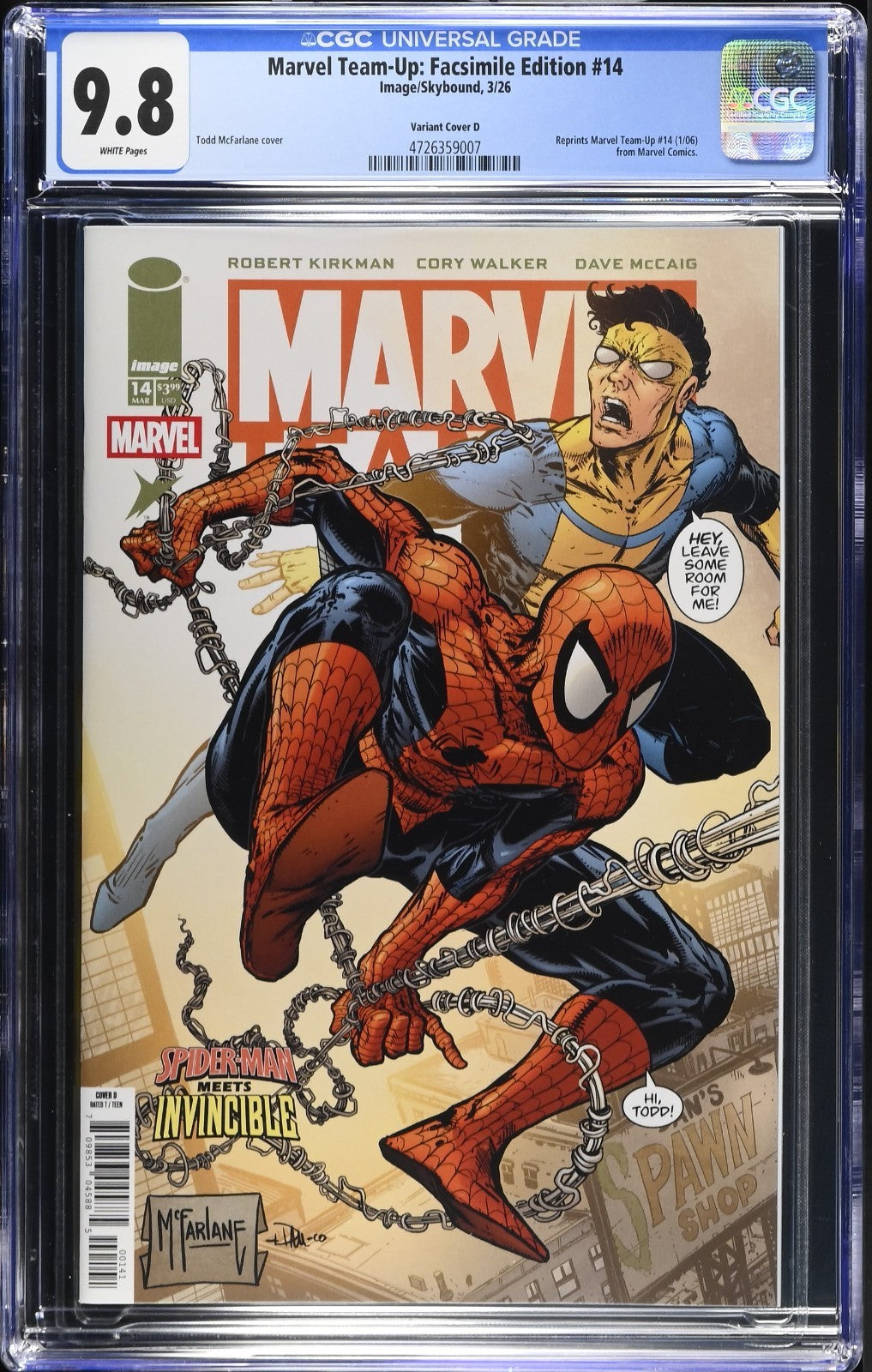 Marvel Team Up Facsimile #14 CGC 9.8 Cover D Todd McFarlane Variant 2026