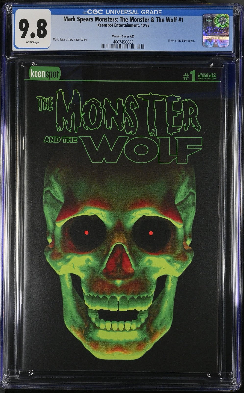 Mark Spears The Monster & The Wolf #1 CGC 9.8 A67 Blind Bag GITD Skull Variant