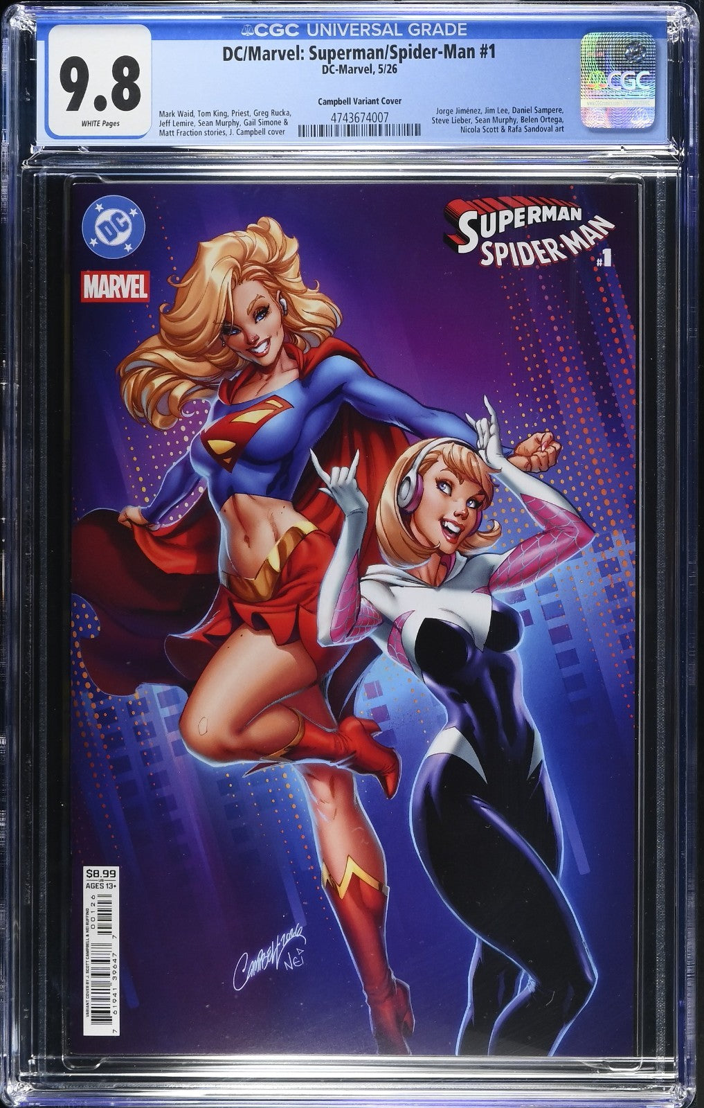 DC Marvel Superman Spider-Man #1 CGC 9.8 J Scott Campbell Cover N Variant 2026