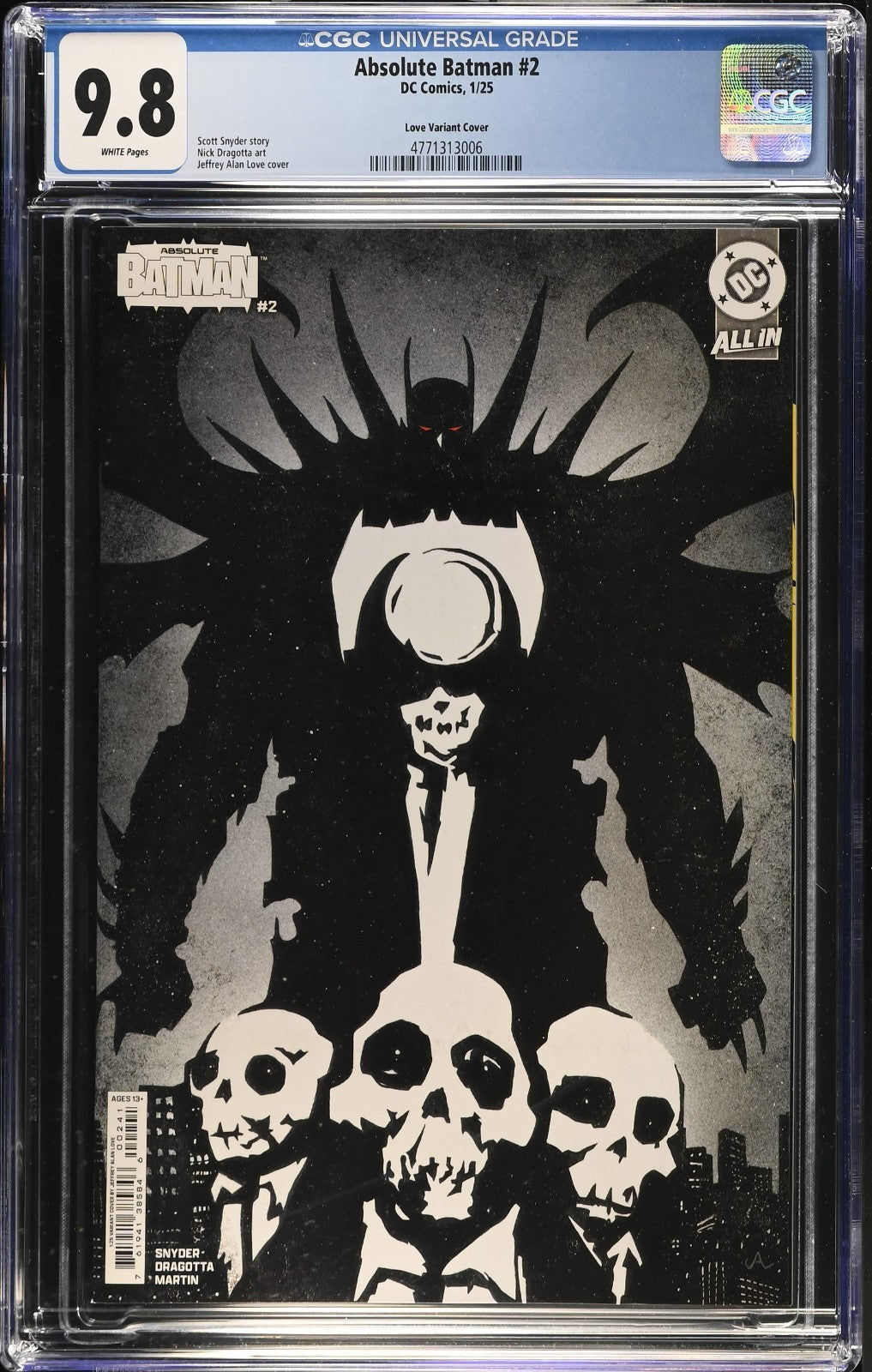 Absolute Batman #2 CGC 9.8 1:25 Jeffrey Love Cover D Variant Snyder DC Comics
