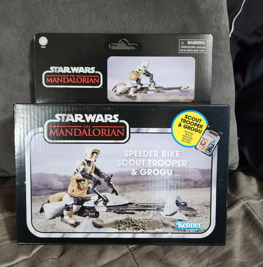 Star Wars The Vintage Collection Speeder Bike Scout Trooper & Grogu New Sealed