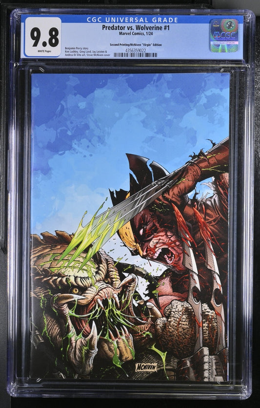 Predator Vs Wolverine #1 CGC 9.8 1:25 2nd Print McNiven Virgin Variant 2023