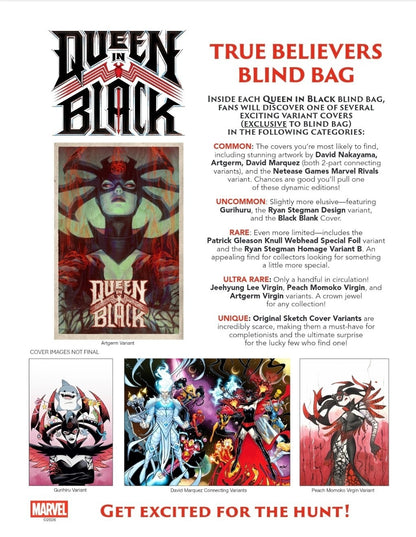 Queen In Black #1 True Believers Blind Bag Bundle Variant Options Presale 7/1