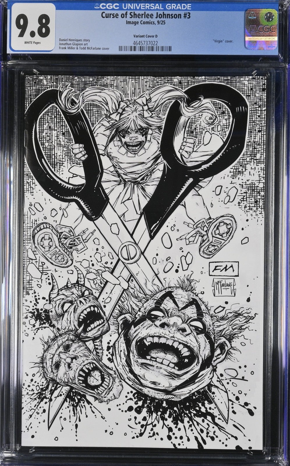 Spawn The Curse of Sherlee Johnson #3 CGC 9.8 1:25 Frank Miller D Sketch Variant