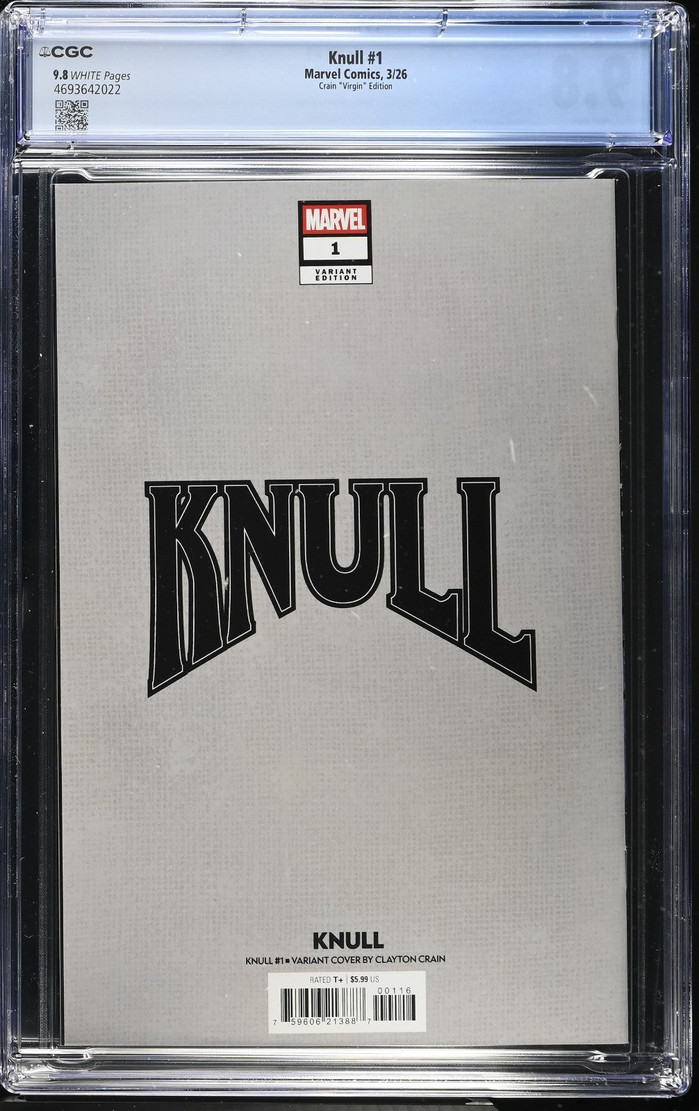 Knull #1 CGC 9.8 1:50 Clayton Crain VIRGIN Variant 1st Print Marvel Comics 2026