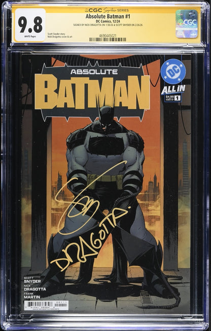 Absolute Batman #1 CGC 9.8 SS Signed by Dragotta & Snyder 1st Print Cover A 2024
