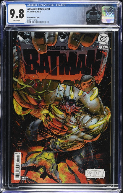 Absolute Batman #11 CGC 9.8 1:25 Clay Mann Variant Bane Custom Label DC Comics