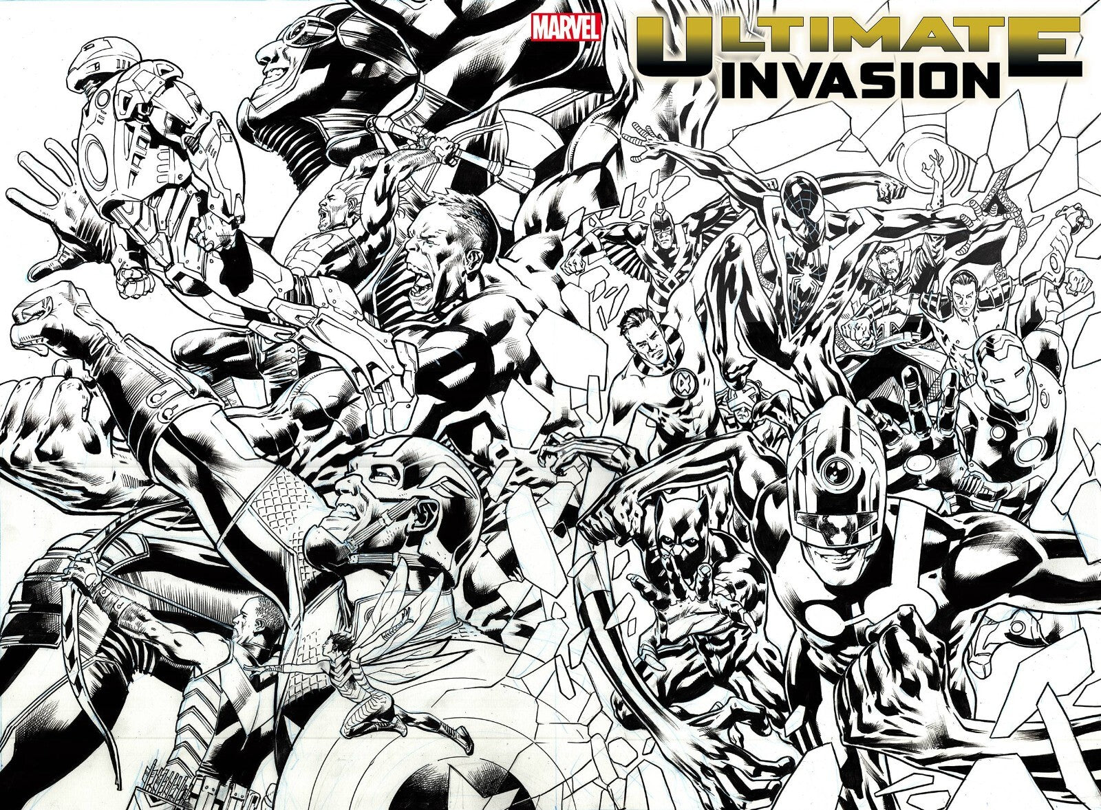 Ultimate Invasion #1 1:50 Bryan Hitch B&W Wraparound Variant Spider-Man 2023 NM