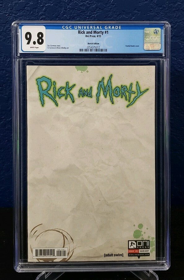 Rick and Morty #1 CGC 9.8 Blank Sketch Variant 1st Print Roiland Harmon Oni 2015