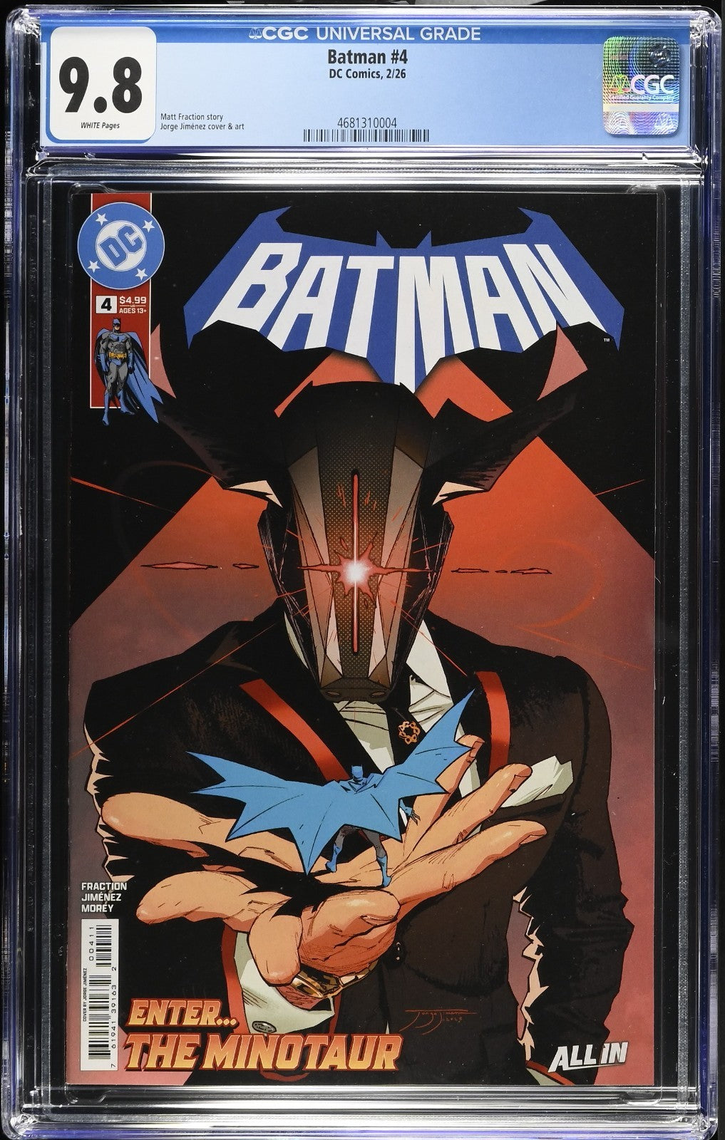 Batman #4 CGC 9.8 Jorge Jimenez Cover A 1st Print Matt Fraction DC Comics 2025