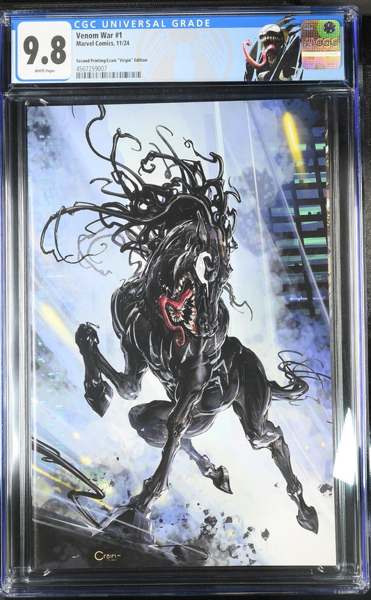Venom War #1 CGC 9.8 1:25 2nd Print Clayton Crain VIRGIN Variant Custom Label