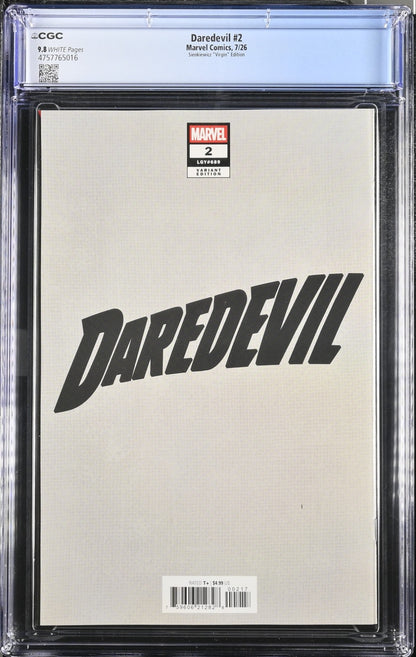 Daredevil #2 CGC 9.8 1:100 Bill Sienkiewicz VIRGIN Variant Marvel Comics 2026