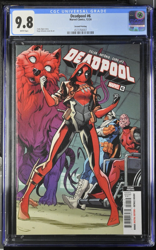 Deadpool #6 CGC 9.8 2nd Print Roge Antonio Variant Ziglar Marvel 2024