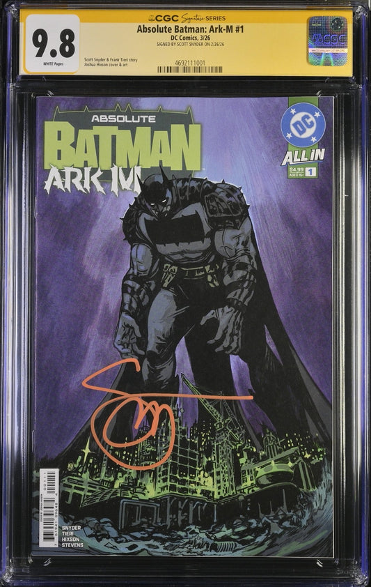 Absolute Batman Ark-M Special #1 SS CGC 9.8 Cover A Signed By Snyder 1st Print