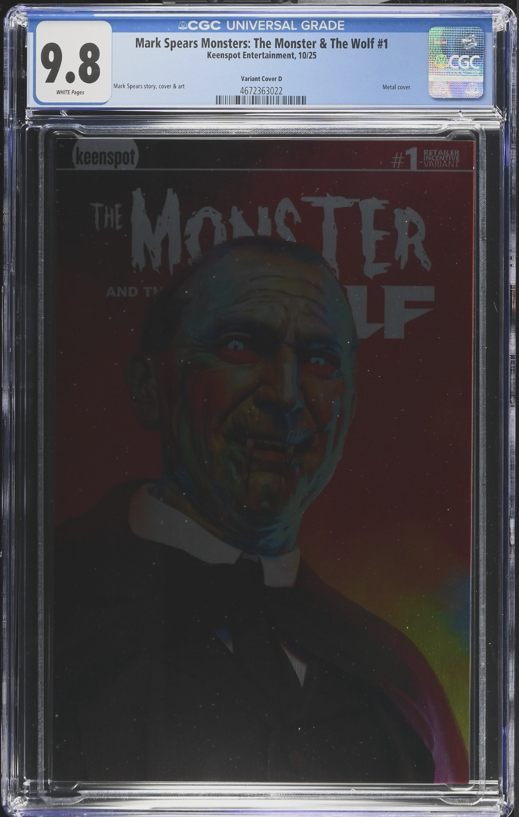 Mark Spears The Monster & The Wolf #1 CGC 9.8 1:1000 Metal Blind Bag Cover D