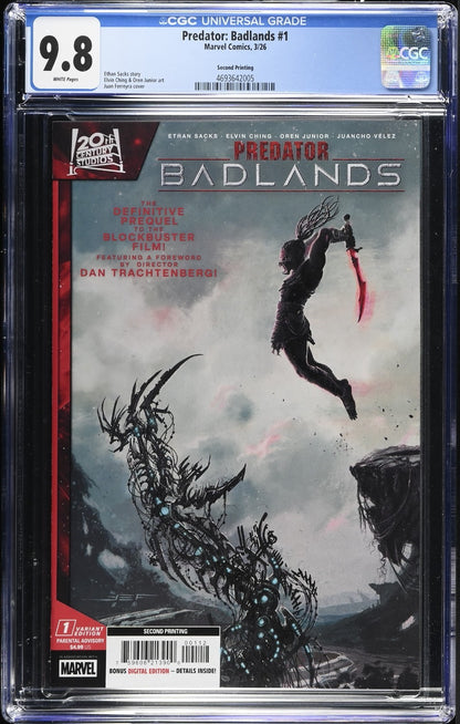 Predator Badlands #1 CGC 9.8 2nd Print Juan Ferreyra Cover A Marvel Comics 2025