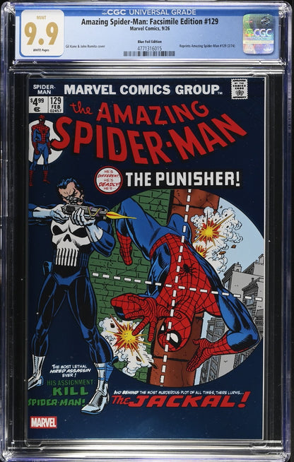 Amazing Spider-Man #129 CGC 9.9 Facsimile Blue FOIL Variant Punisher not 9.8