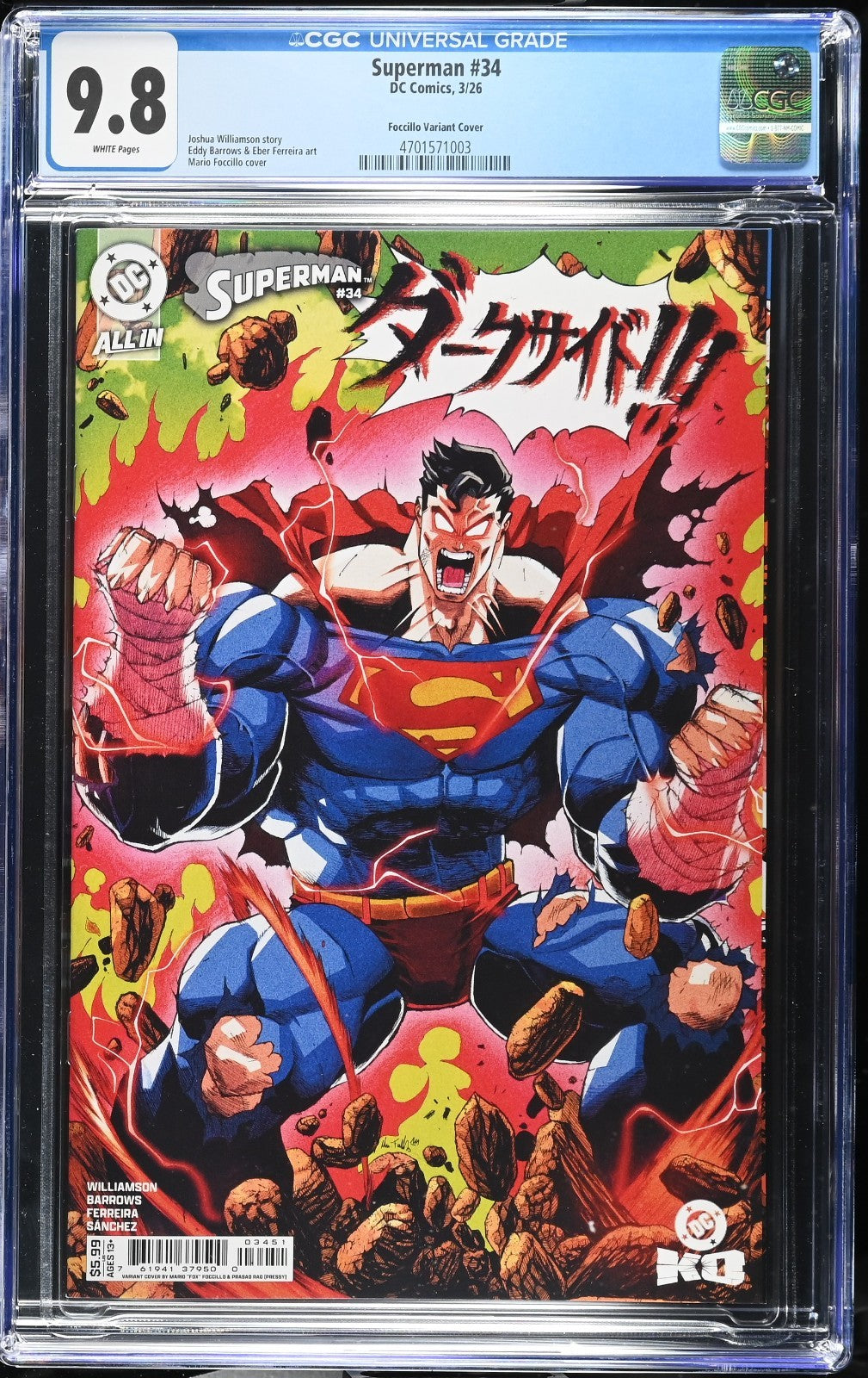 Superman #34 CGC 9.8 Mario Foccillo Cover E Variant Manga DC 2026