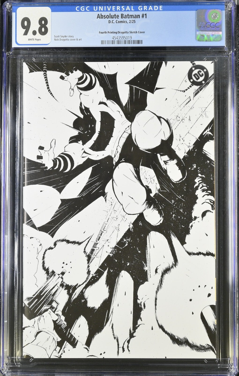 Absolute Batman #1 CGC 9.8 1:25 4th Print Dragotta Inks Variant DC Comics 2024
