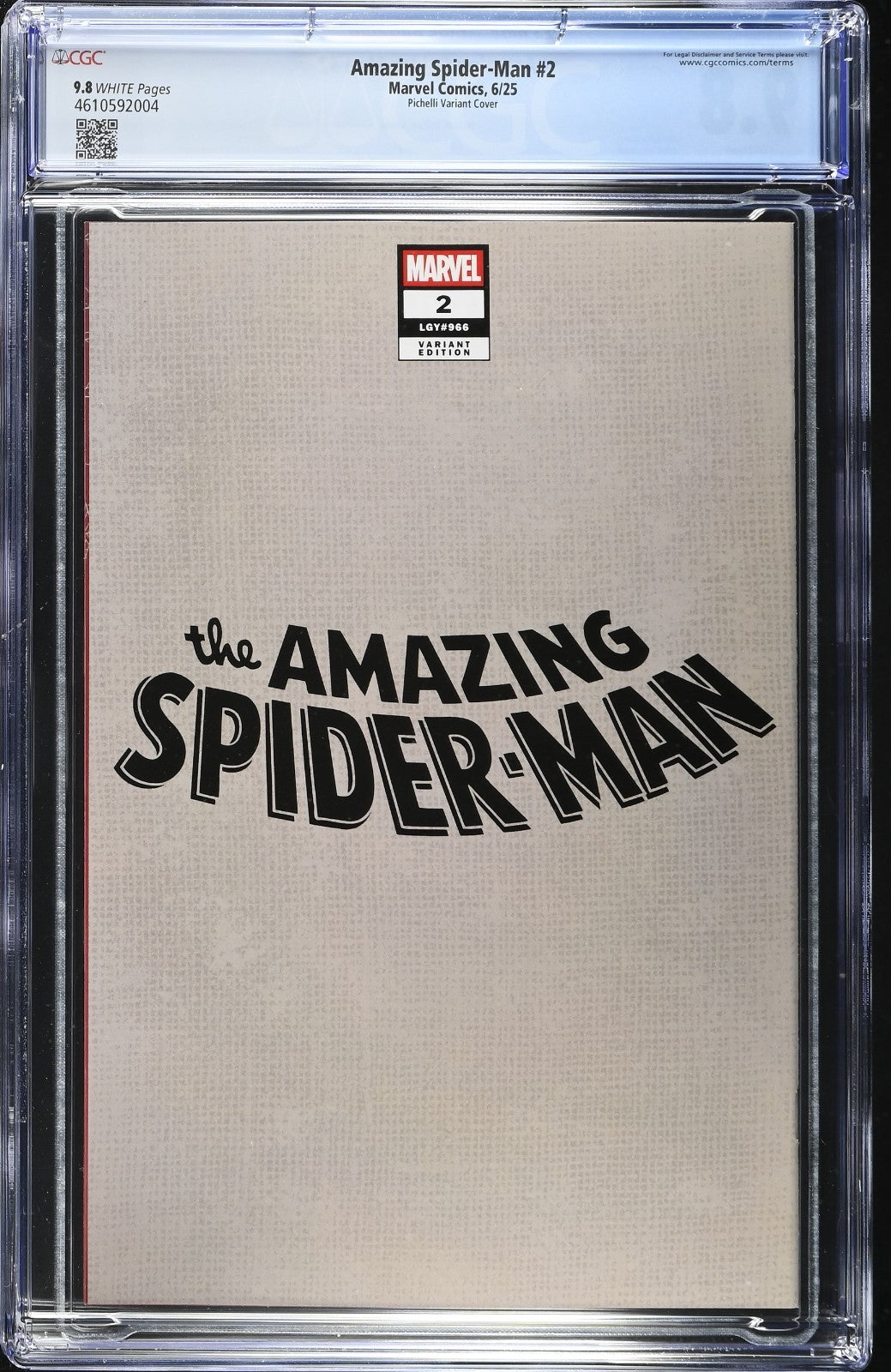 Amazing Spider-Man #2 CGC 9.8 Sara Pichelli 616 Day Variant Marvel 2025