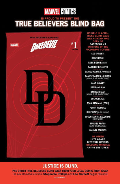 Daredevil #1 True Believers Blind Bag Bundle Variant Options 2026 Presale 4/1
