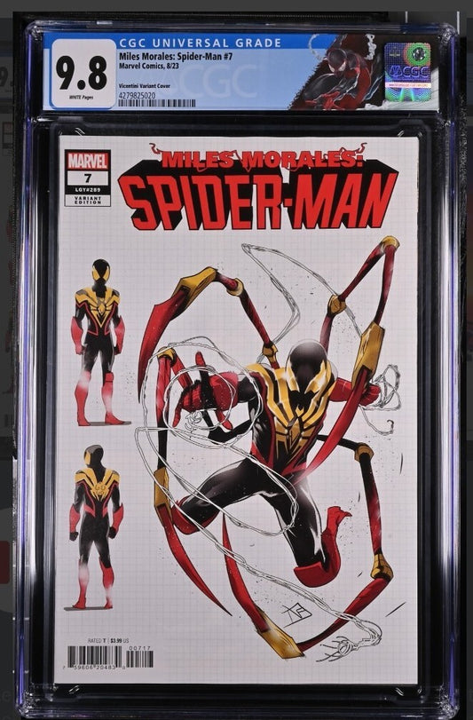 Miles Morales Spider-Man #7 CGC 9.8 1:10 Vicentini Variant Custom Label 2023