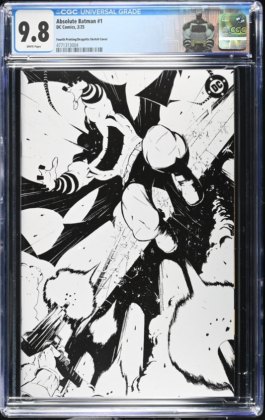 Absolute Batman #1 CGC 9.8 1:25 4th Print Dragotta Sketch Variant Custom Label