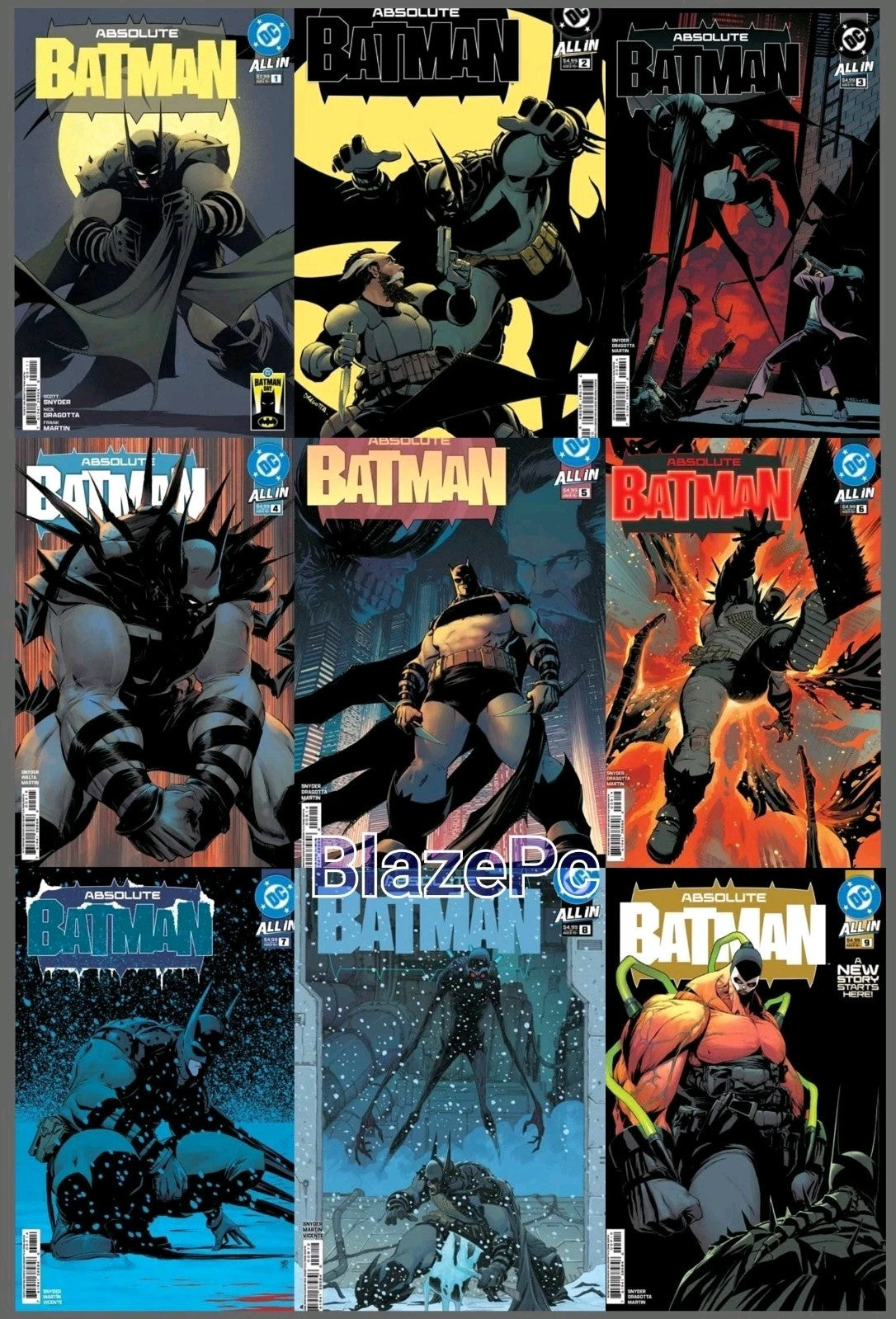 Absolute Batman #1 2 3 4 5 6 7 8 9 Various Printings Not 1st Print Set DC NM
