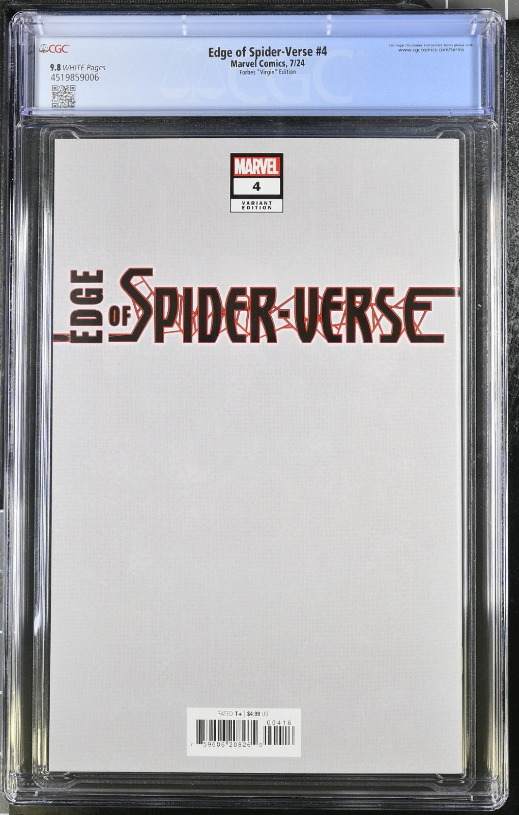 Edge of Spider-Verse #4 CGC 9.8 1:50 W Scott Forbes VIRGIN Variant Marvel 2024