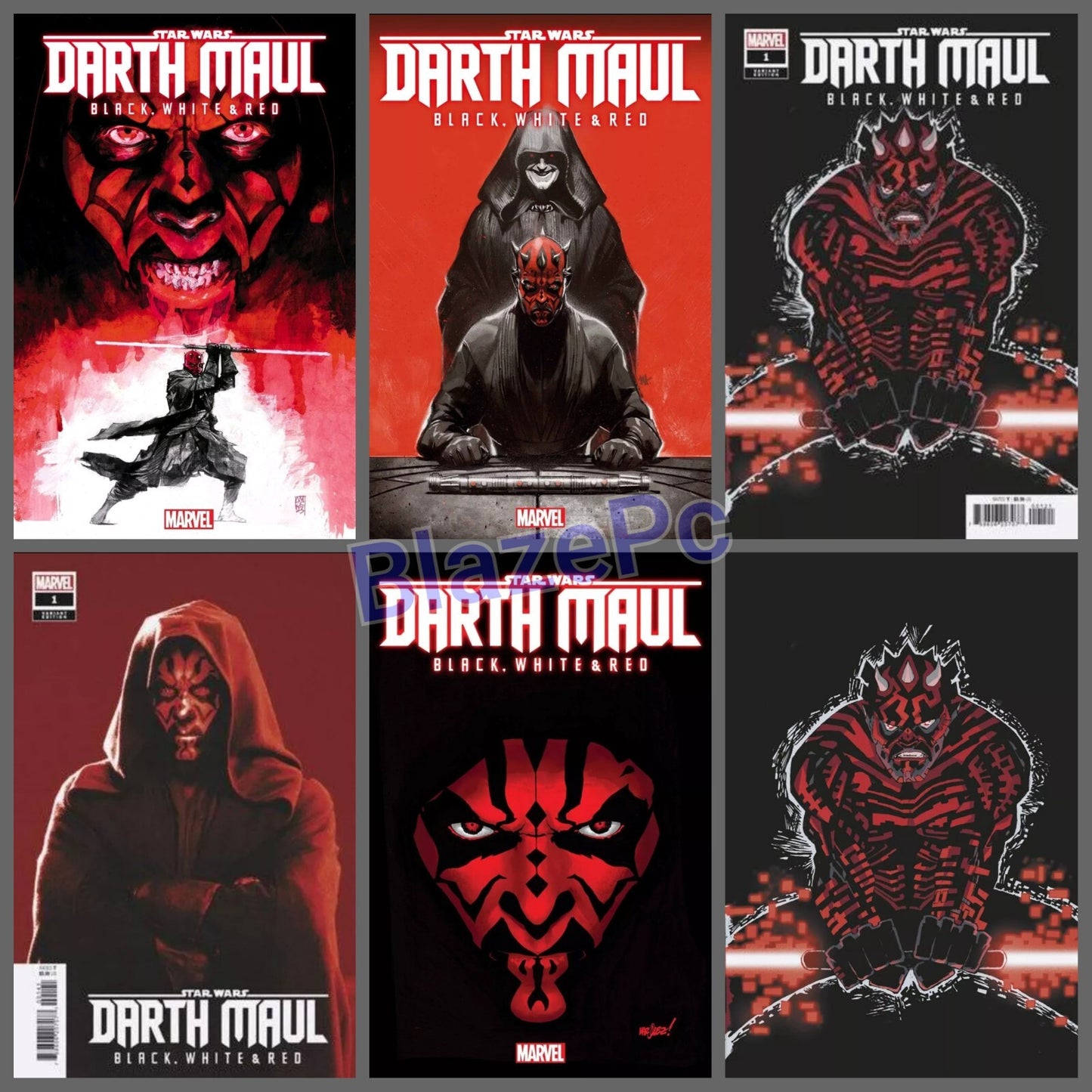 Star Wars Darth Maul Black White Red #1 A B C D Variant Set or 1:25 1:100 Option