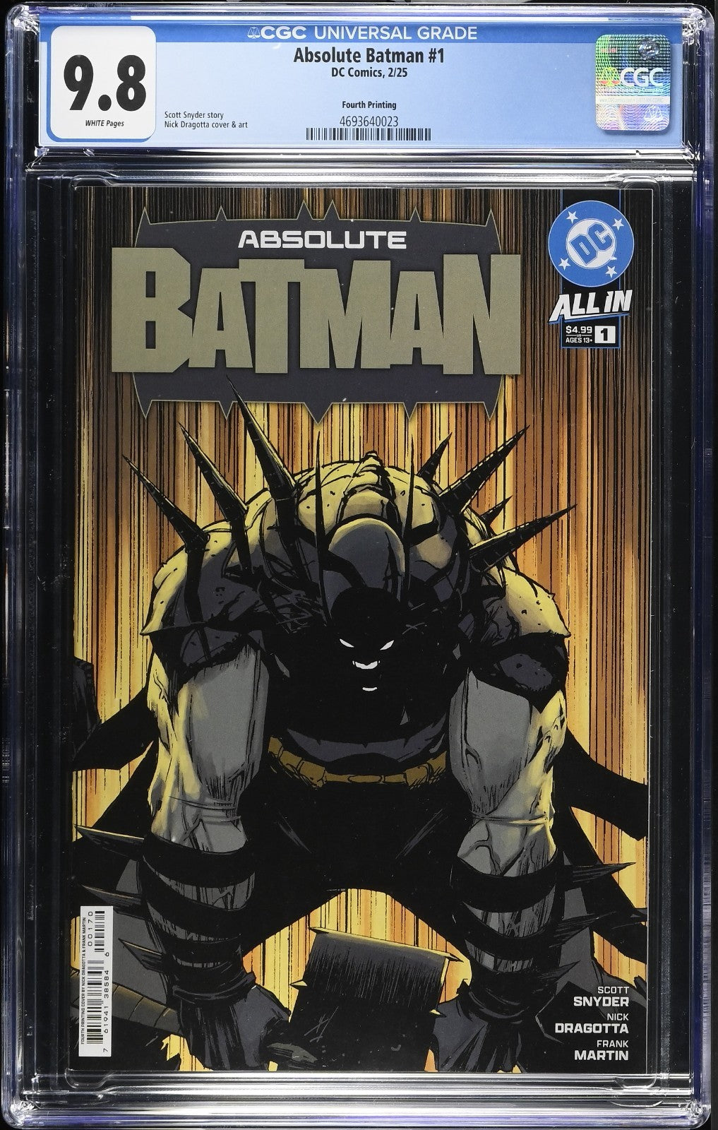 Absolute Batman #1 CGC 9.8 4th Print Nick Dragotta A Variant DC Comics 2024