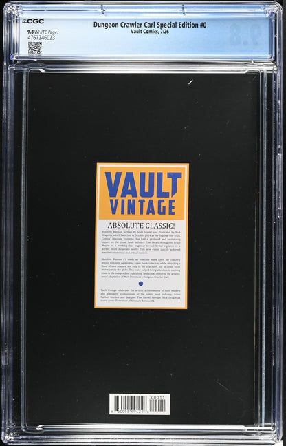 Dungeon Crawler Carl Special Edition #0 CGC 9.8 Cover A Absolute Homage Vault
