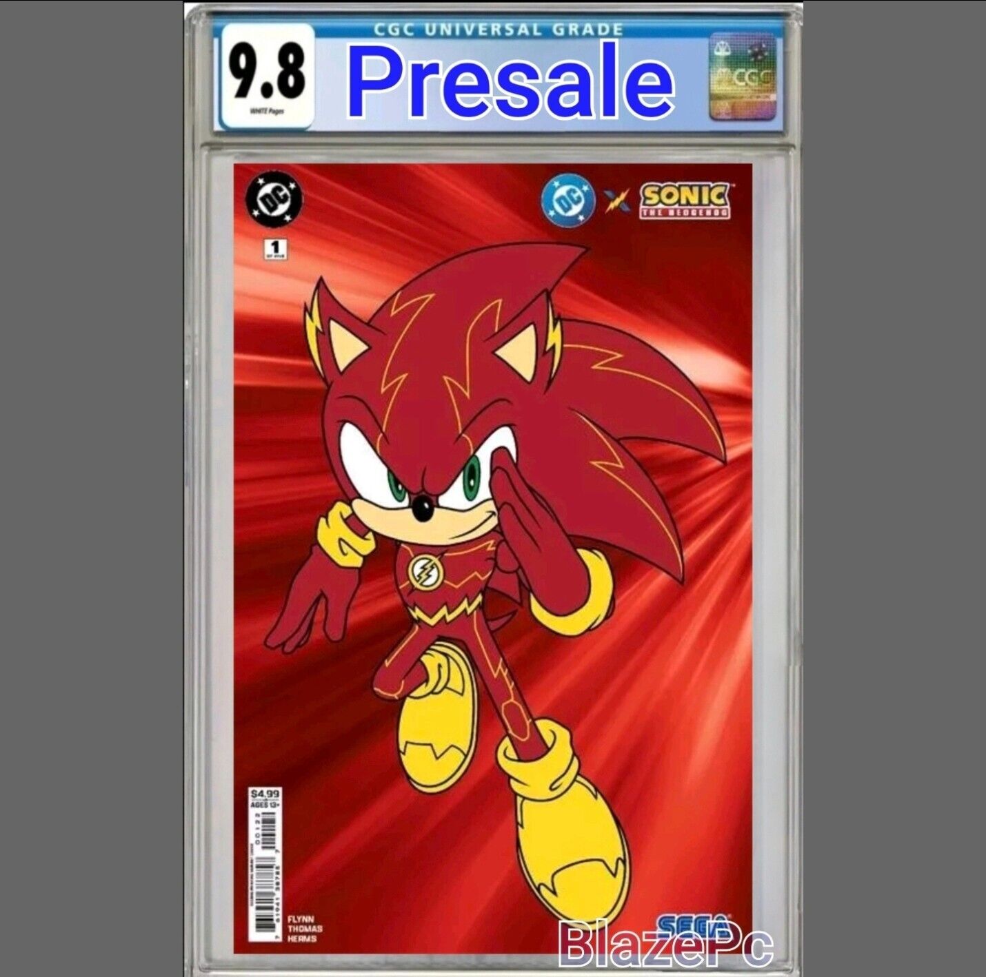 DC X Sonic The Hedgehog #1 CGC 9.8 2nd Print Cover B Flash Variant PRESALE