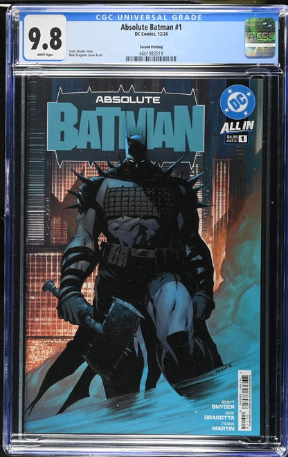 Absolute Batman #1 CGC 9.8 2nd Print Cover A Nick Dragotta DC Comics 2024