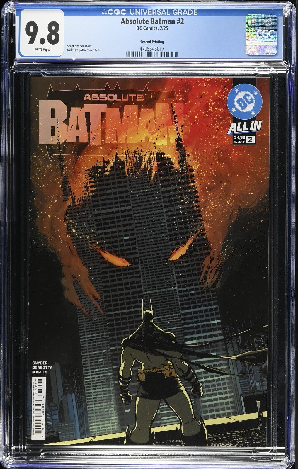 Absolute Batman #2 CGC 9.8 2nd Print Nick Dragotta Cover A Variant DC 2024