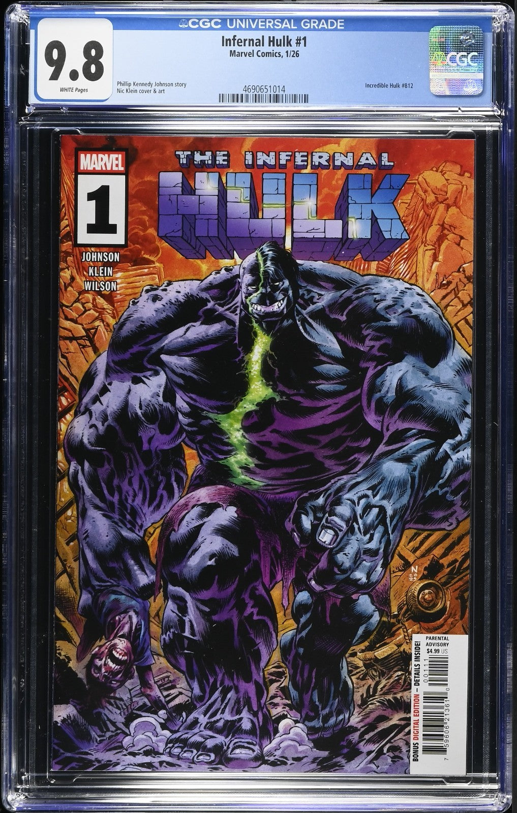 Infernal Hulk #1 CGC 9.8 Nic Klein Cover A 1st Print Marvel Comics 2025