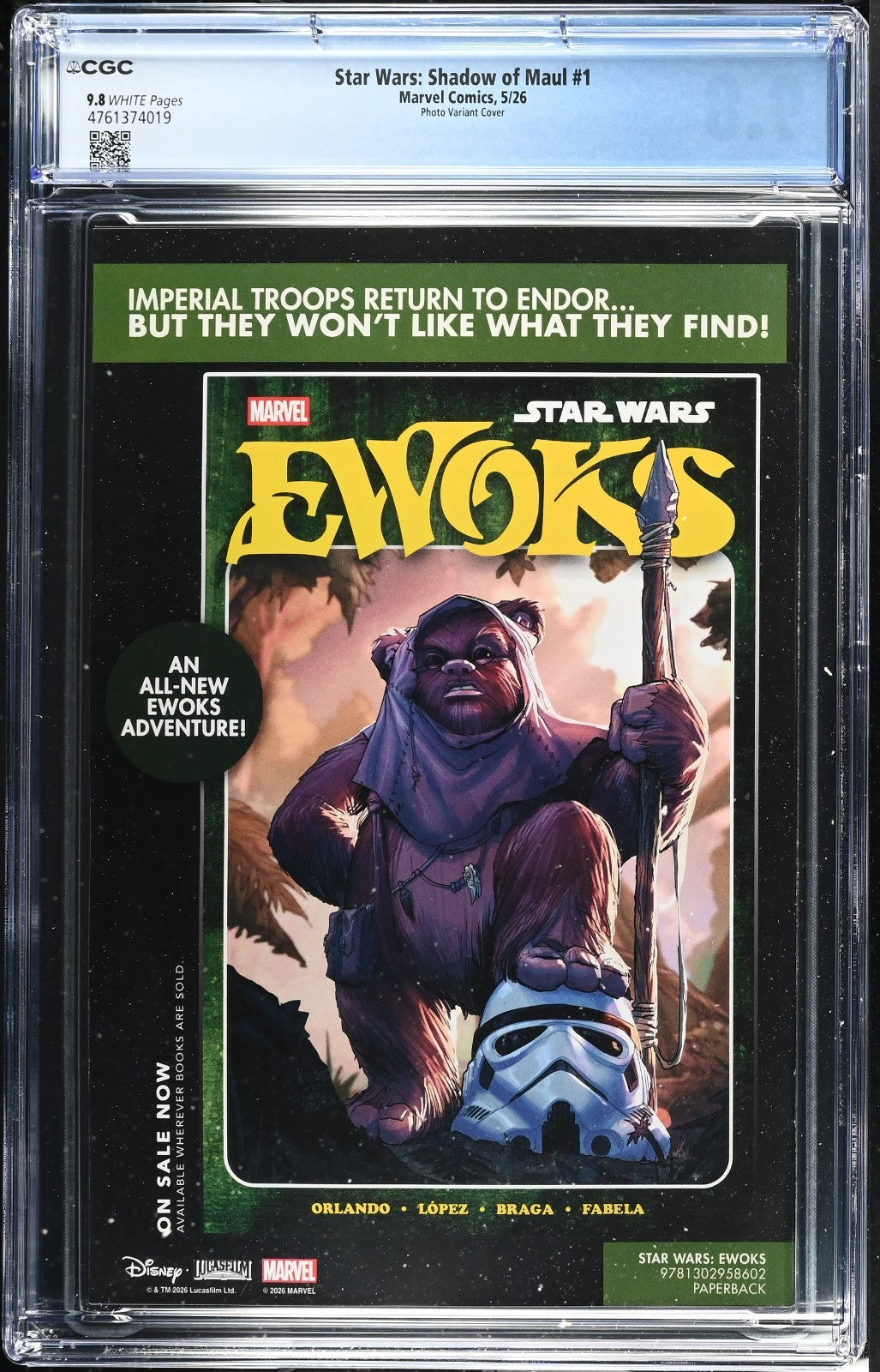 Star Wars Shadow of Maul #1 CGC 9.8 1:10 Photo Variant Disney Marvel 2026