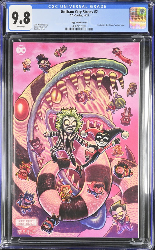 Gotham City Sirens #2 CGC 9.8 Cover G Dan Hipp Beetlejuice Variant In Hand