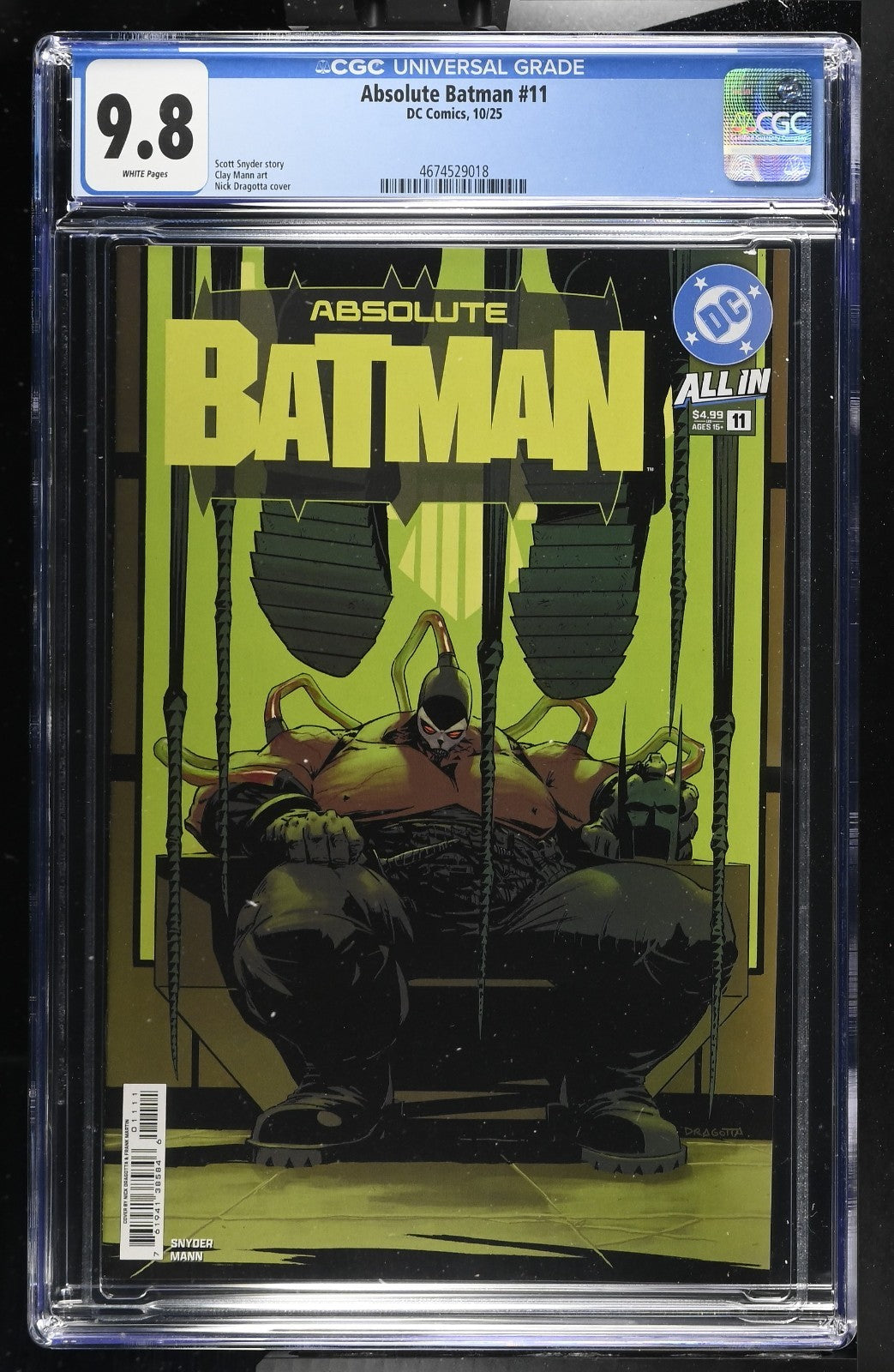 Absolute Batman #11 CGC 9.8 Cover A Dragotta 1st Print Bane DC Comics 2025