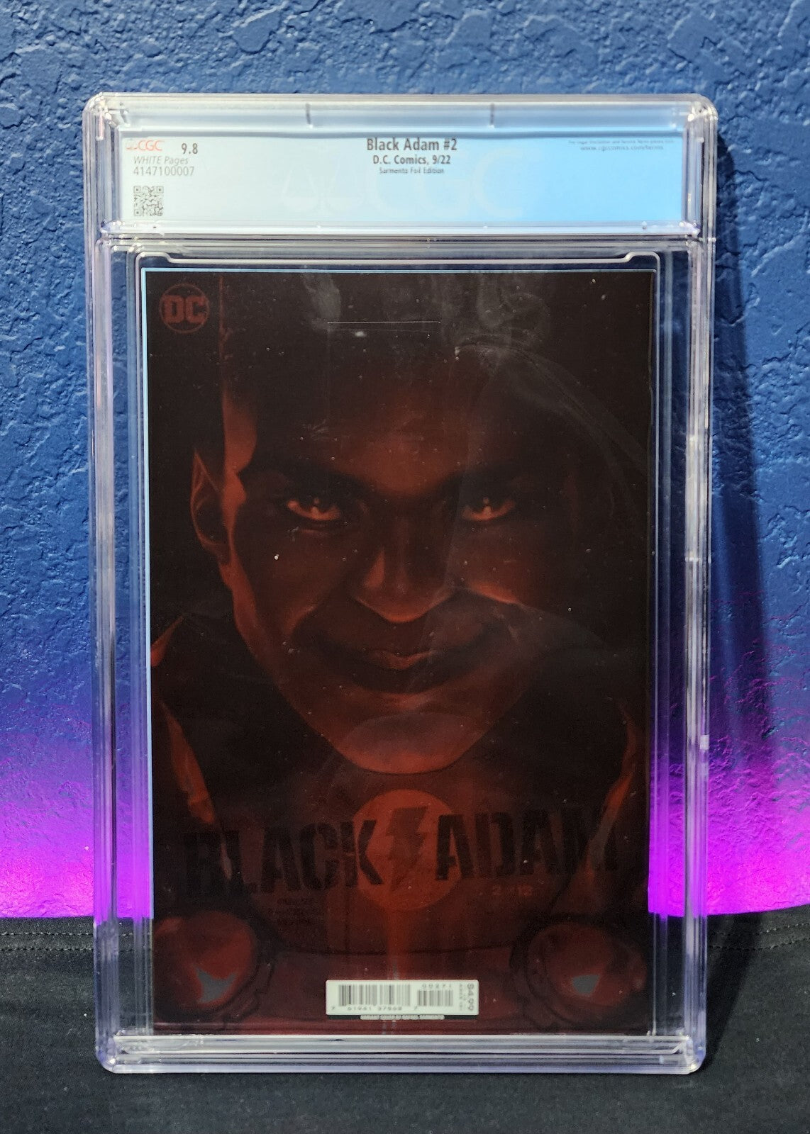 Black Adam #2 CGC 9.8 1:50 Sarmento Foil Variant Rock White Adam DC 2022
