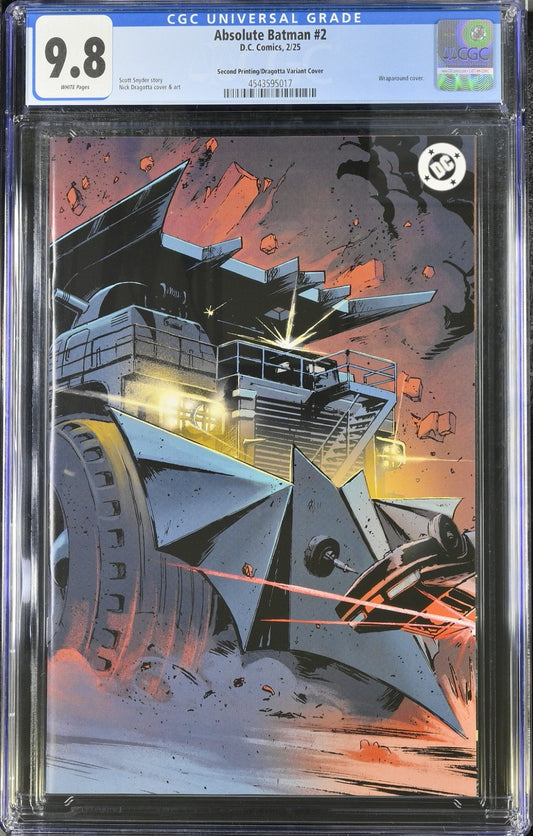 Absolute Batman #2 CGC 9.8 1:25 2nd Print Dragotta Batmobile Variant DC 2024