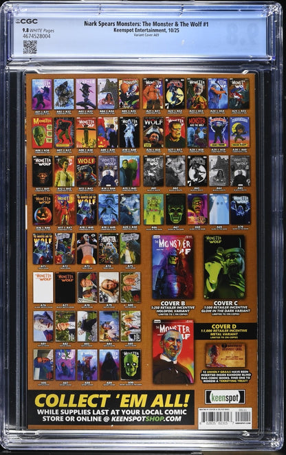 Mark Spears The Monster & The Wolf #1 CGC 9.8 A69 Blind Bag GITD Skull Variant