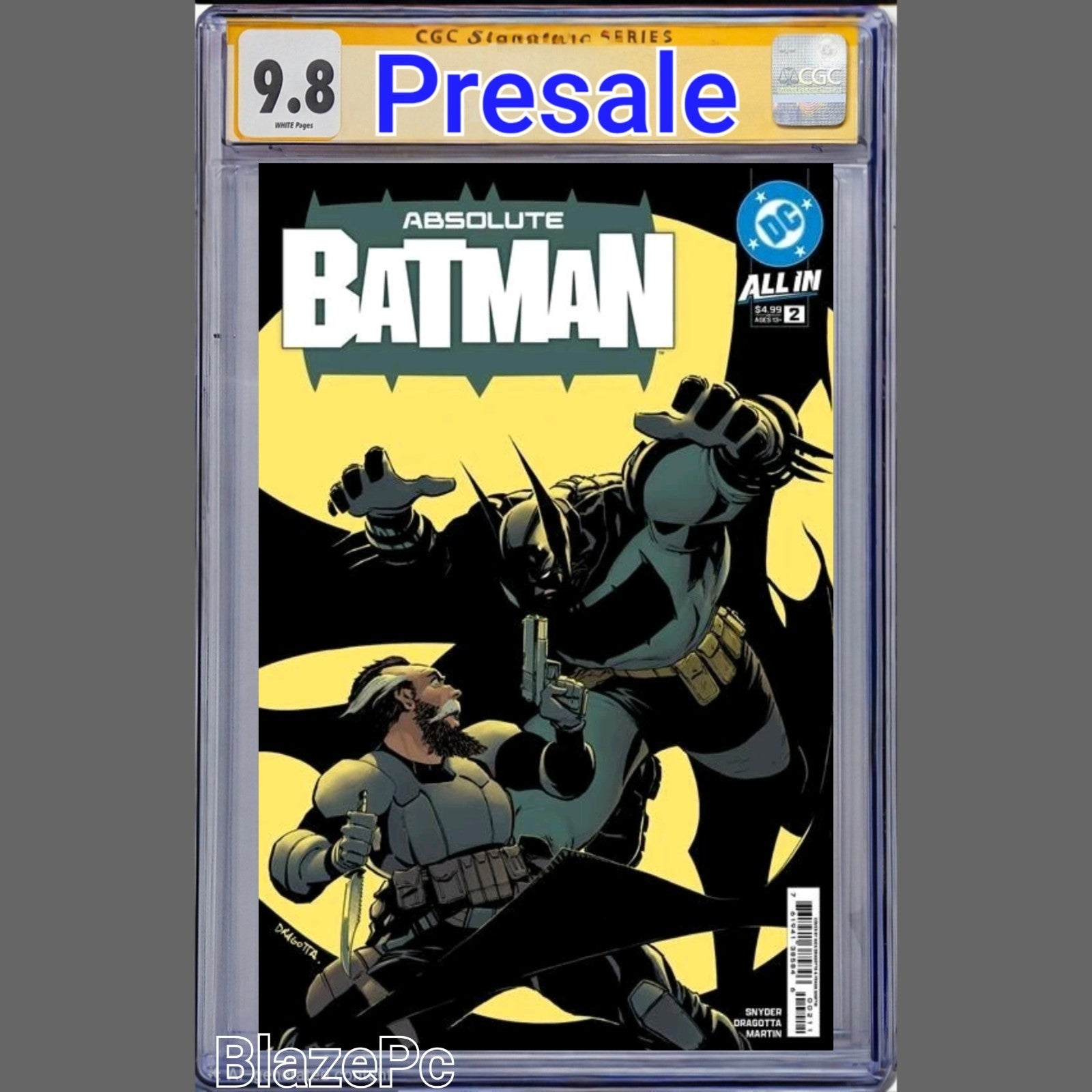 Absolute Batman #2 CGC SS 9.8 A 1st Print SIGNED By Snyder and Dragotta PRESALE