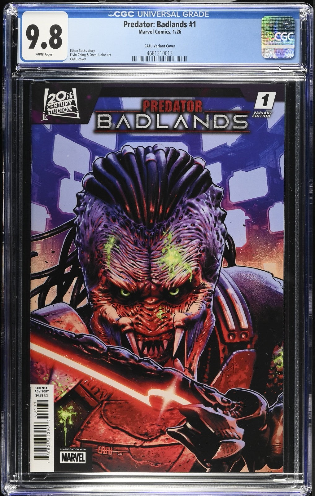 Predator Badlands #1 CGC 9.8 CAFU Cover B Variant 1st Print Marvel Comics 2025