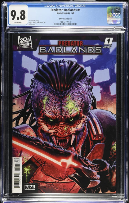 Predator Badlands #1 CGC 9.8 CAFU Cover B Variant 1st Print Marvel Comics 2025