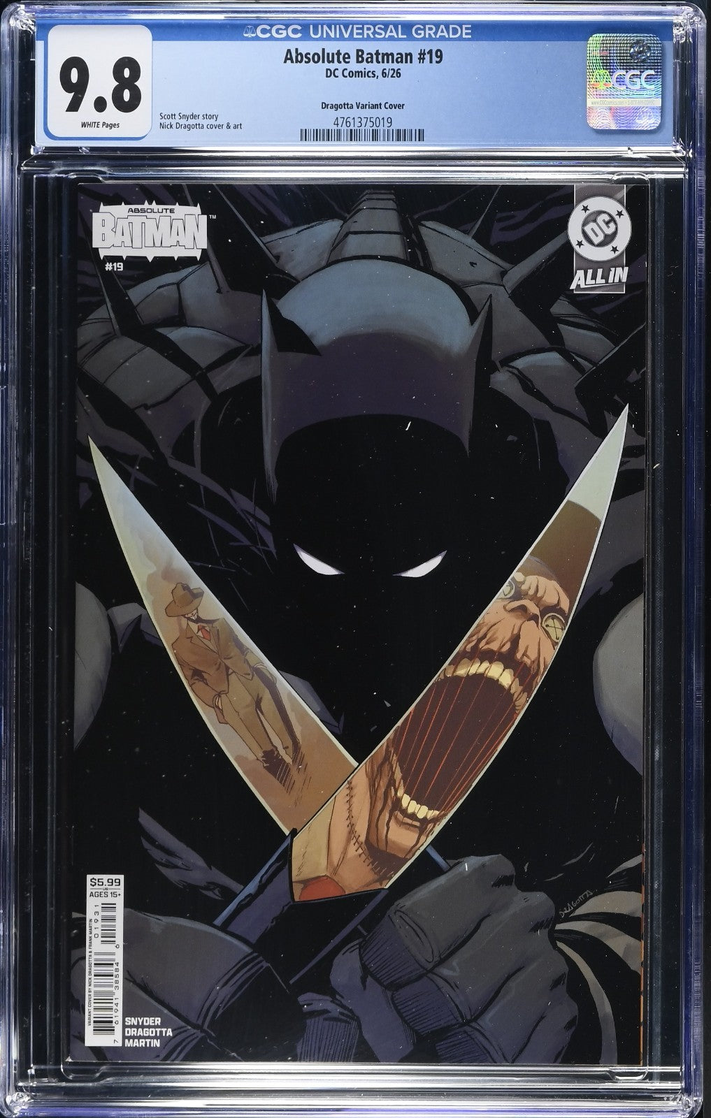 Absolute Batman #19 CGC 9.8 1st Print Cover C Nick Dragotta Scarecrow DC Comics