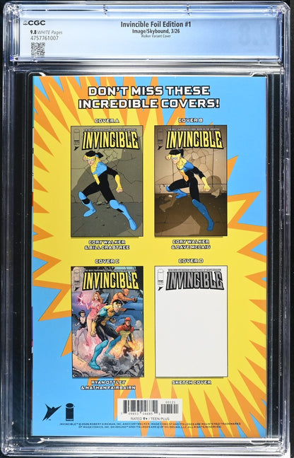 Invincible #1 CGC 9.8 Cory Walker VS PS5 Lunar Exclusive Variant Image Comics