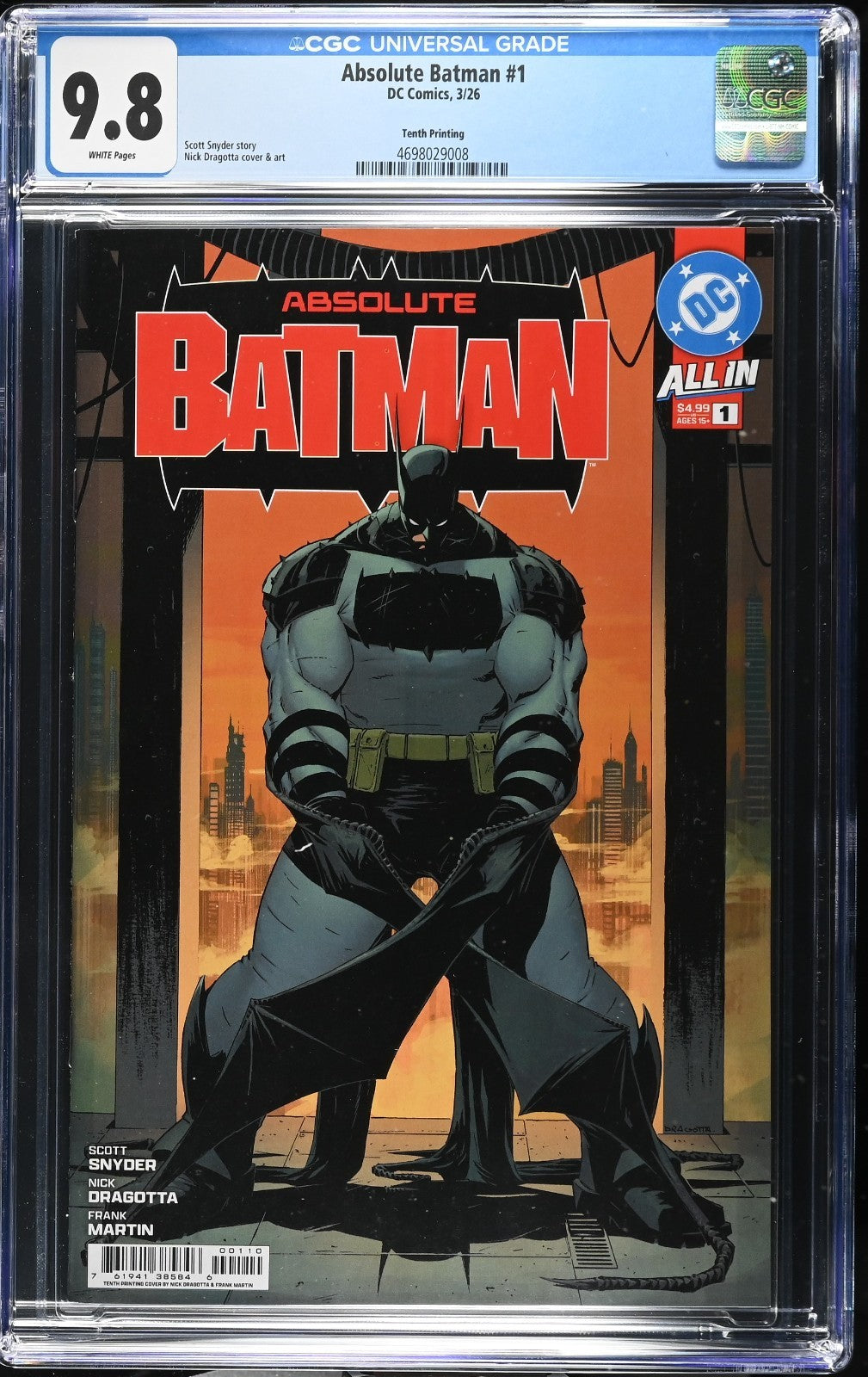 Absolute Batman #1 CGC 9.8 10th Print Cover A Dragotta Variant DC Comics 2026