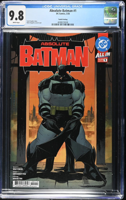 Absolute Batman #1 CGC 9.8 10th Print Cover A Dragotta Variant DC Comics 2026